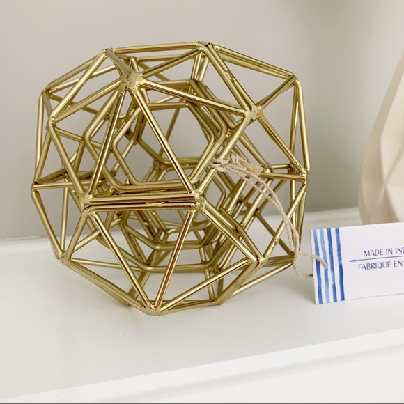 Geometric Gold Orb Decorative Accent - Picture 2 of 3